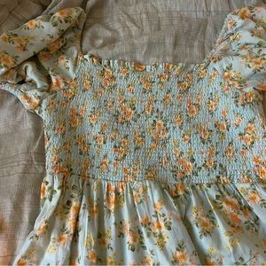 XXL American Eagle Floral Puff-sleeve Babydoll Dress
